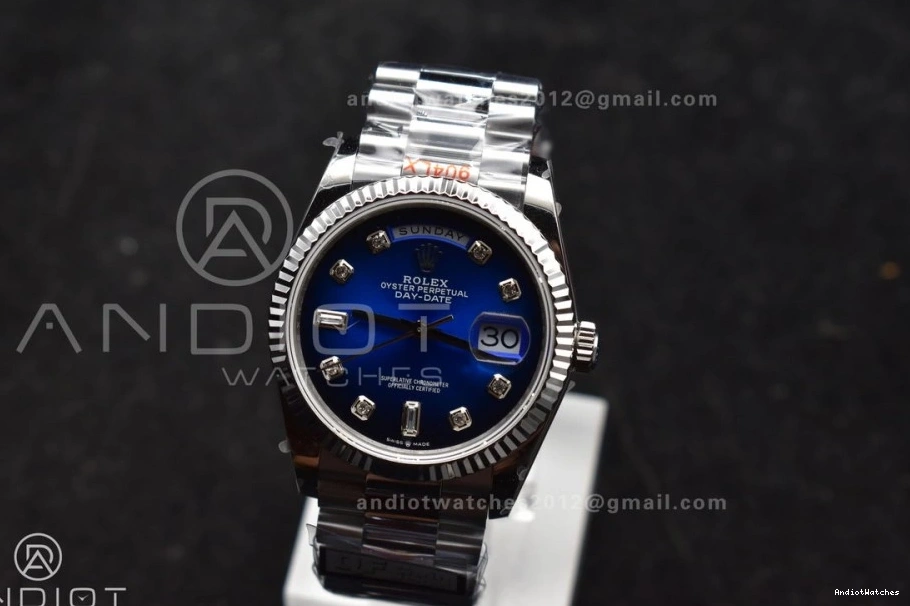 on FlexibleFit 904L Edition 36 Diamond Blue V5 (Gain Dial Best DayDate SS 677 President Weight) Bracelet vr3255 QF Steel 0327